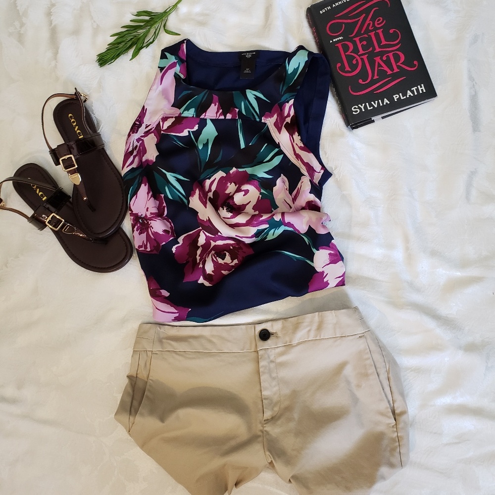 Ann Taylor Sleeveless Silk Tank Floral